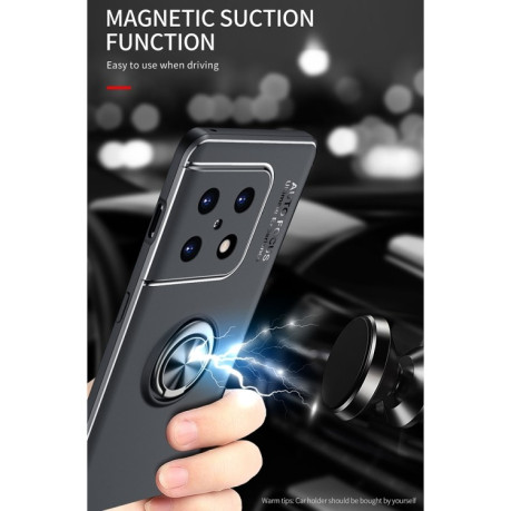 Ударозащитный чехол Metal Ring Holder 360 Degree Rotating на OnePlus 10 Pro 5G - черно-синий
