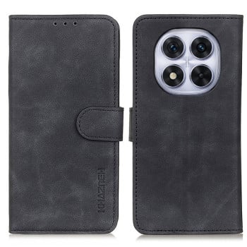 Чохол-книжка KHAZNEH з матовою фактурою Cowhide та магнітним хлястиком на Xiaomi Redmi Note 14 Pro 4G - чорний