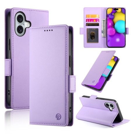 Чехол-книжка Side Buckle Magnetic Frosted Leather для iPhone 16 - фиолетовый