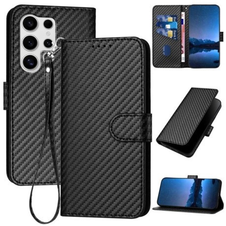 Чехол-книжка Carbon Fiber Texture на Samsung Galaxy S25 Ultra 5G - черный