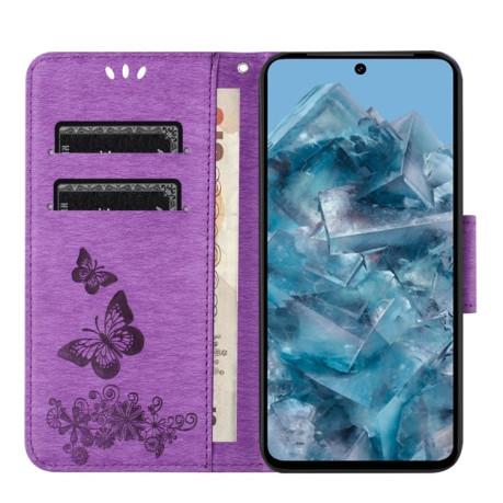 Чехол-книжка Embossed Butterfly для Google Pixel 8 Pro - фиолетовый