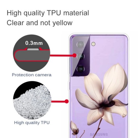 Противоударный чехол Colored Drawing Clear на Samsung Galaxy S21 - A Lotus