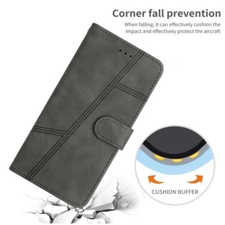 Чехол-книжка Stitching Skin Feel для iPhone 16 - серый