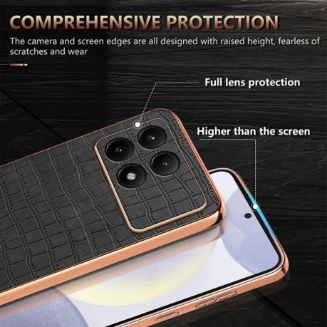 Чохол AZNS Electroplated Frame Crocodile Texture на Xiaomi POCO F6 Pro - синій