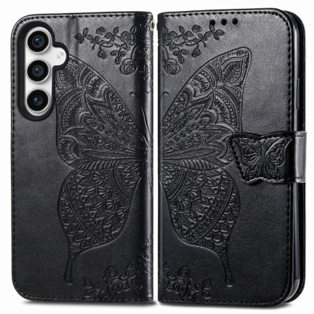 Чехол-книжка Butterfly Love Flower Embossed для Samsung Galaxy S23 FE 5G - черный