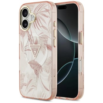 Оригинальный чехол Guess Jungle Tonal Triangle с MagSafe на iPhone 17 - Pink
