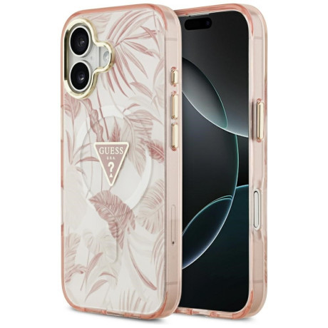 Оригінальний чохол Guess Jungle Tonal Triangle з MagSafe на iPhone 17 - Pink
