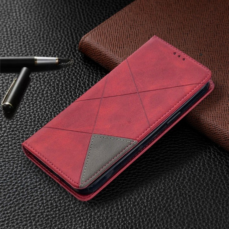 Чохол-книга Rhombus Texture на iPhone 12 Pro Max - червоний
