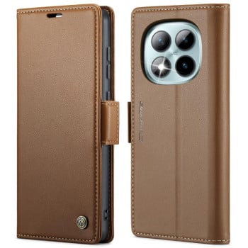 Чохол-книжка CaseMe 023 Butterfly Buckle Litchi Texture RFID Anti-theft Leather на Xiaomi Poco 8 Pro/Redmi Note 15 Pro+ 5G Global 163.3mm — коричневий