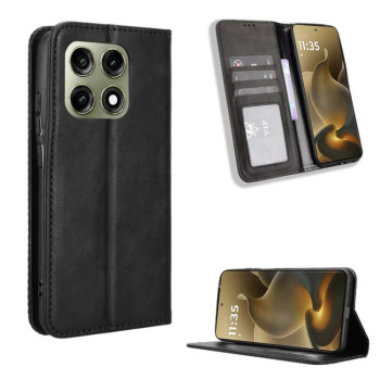 Чохол-книжка Magnetic Buckle Retro Crazy Horse Texture на Motorola Edge 70 Pro 5G — чорний
