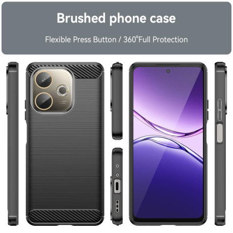Противоударний чехол Brushed Texture Carbon Fiber на OPPO A5 Pro 4G - чорний
