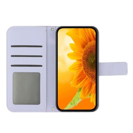 Чехол-книжка Skin Feel Sun Flower для OnePlus 12R 5G Global - фиолетовый