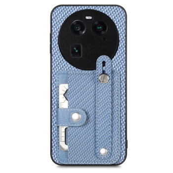 Противоударный чехол Wristband Kickstand Card для OPPO Find X6 - синий