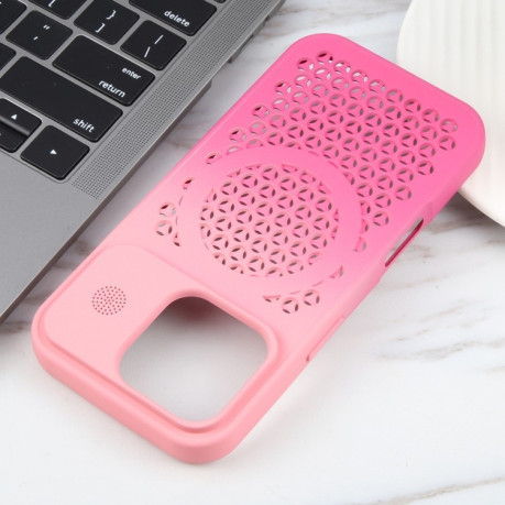 Протиударний чохол Gradient Color Honeycomb Aromatherapy MagSafe для iPhone 16 Pro - Pink+Rose Red