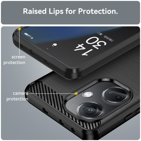 Противоударный чехол Brushed Texture Carbon Fiber на OnePlus Nord CE3 5G - черный
