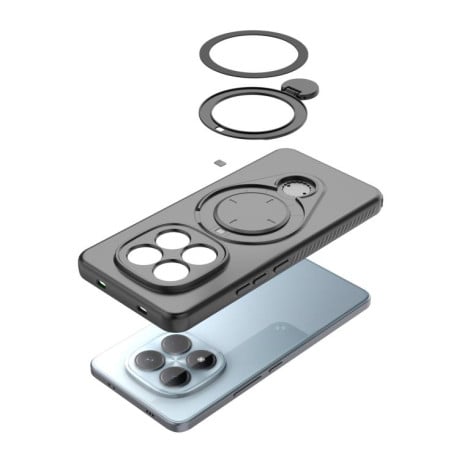 Чехол Ring Shield MagSafe с кольцом-держателем 360° для Redmi Note 15 Pro 4G Global 163.2mm — бордовый