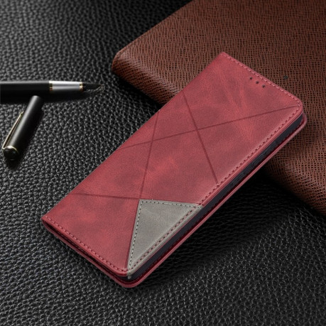 Чохол-книга Rhombus Texture на Samsung Galaxy A72 - червоний