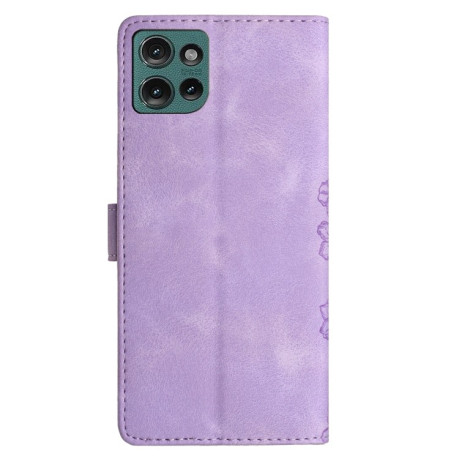 Чехол-книжка Cherry Blossom Butterfly Skin Feel Embossed на Motorola Edge 50 5G - фиолетовый