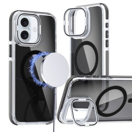 Чехол Magsafe Dual-Color Transparent Black Lens Holder для  iPhone 16 Plus - черный