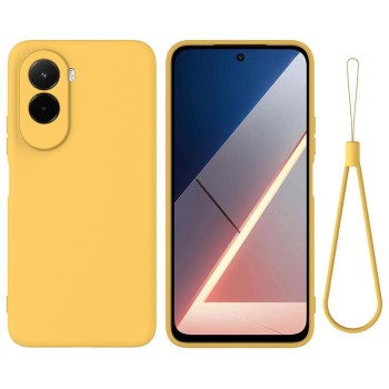 Силиконовый чехол Solid Color Liquid Silicone на Xiaomi Poco M7 4G 169mm — жёлтый