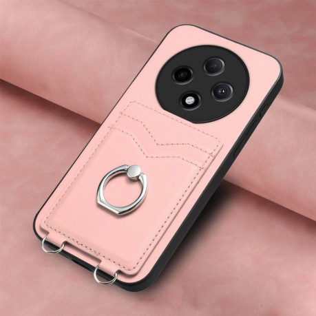 Противоударный чехол R20 Ring Card Holder для OPPO A3 Pro 5G - розовый