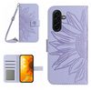 Чехол-книжка Skin Feel с рисунком подсолнуха на Samsung Galaxy A37 5G — фиолетовый