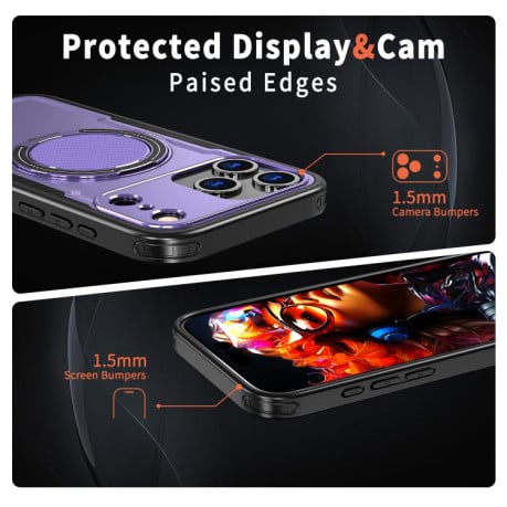 Противоударный чехол kalebol с подставкой 360 с MagSafe на iPhone 17 Pro Max - фиолетовый