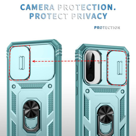 Противоударный чехол Sliding Camshield для Samsung Galaxy A56 5G - зеленый