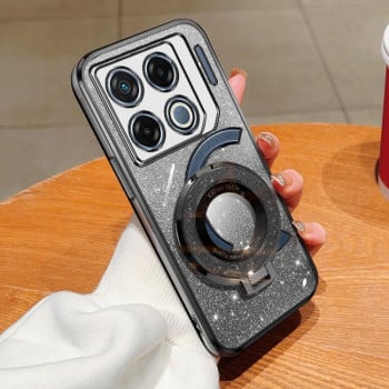 Протиударний чохол Plated Gradient Glitter Round Holder для Infinix GT 20 Pro - чорний