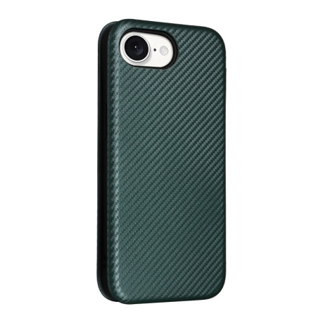 Чехол-книжка Carbon Fiber Texture на iPhone 16e - зеленый