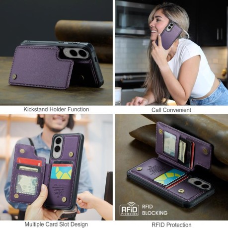 Чохол CaseMe C22 Card Slots Holder RFID Anti-theft для Samsung Galaxy S25 Edge 5G - фіолетовий