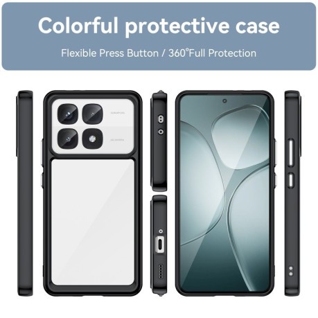 Противоударный чехол  Colorful Acrylic Series с цветной силиконовой боковиной на Xiaomi 14T Pro - черный
