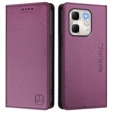 Чехол-книжка RC01 Dual-Folded Magnetic Suction RFID Leather на Infinix Hot 50i 5G / Smart 9 4G - фиолетовый