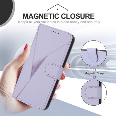 Чехол-книжка Triangle Pattern Buckle Clasp Leather на Infinix Note 40 4G - фиолетовый