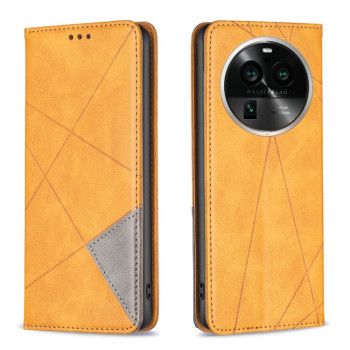 Чехол-книжка Rhombus Texture для OPPO Find X6 Pro 5G Prismatic Invisible Magnetic Leather Phone Case(Yellow) - желтый