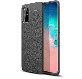 Ударозащитный чехол Litchi Texture на Samsung Galaxy S20 +Plus-черный