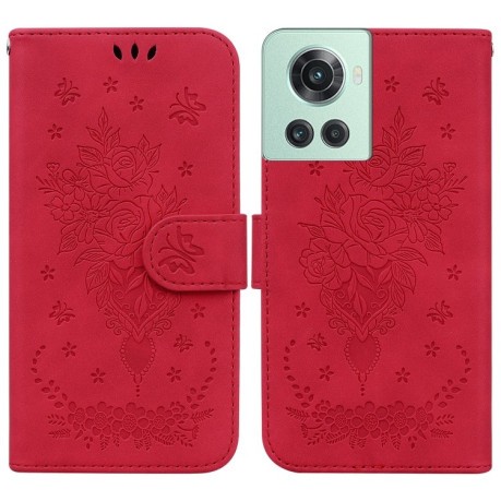 Чехол-книжка Butterfly Rose Embossed для OnePlus 10R / Ace - красный