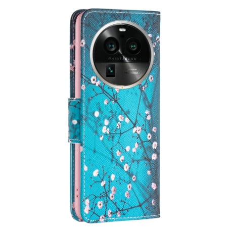Чехол-книжка Colored Drawing Pattern Invisible для OPPO Find X6 Pro 5G - Plum Blossom