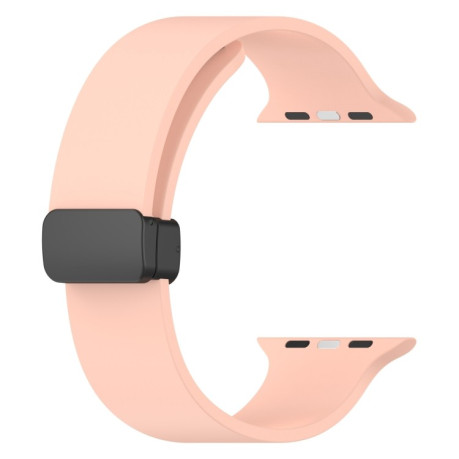 Силиконовый ремешок Magnetic Black Buckle Smooth для Apple Watch Series 8/7 41mm / 40mm / 38mm - розовый