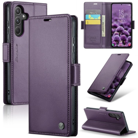 Чехол-книжка CaseMe 023 Butterfly Buckle Litchi Texture RFID Anti-theft Leather для Samsung Galaxy A55 5G - фиолетовый