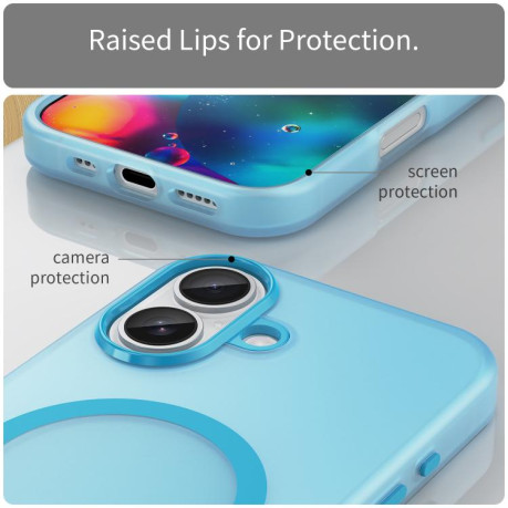 Противоударный чехол MagSafe Frosted Translucent TPU + PC для iPhone 17 - синий