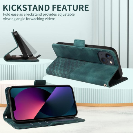 Чехол-книжка Embossed Rhombus Starry Leather для Motorola Moto G15 / G15 Power - зеленый