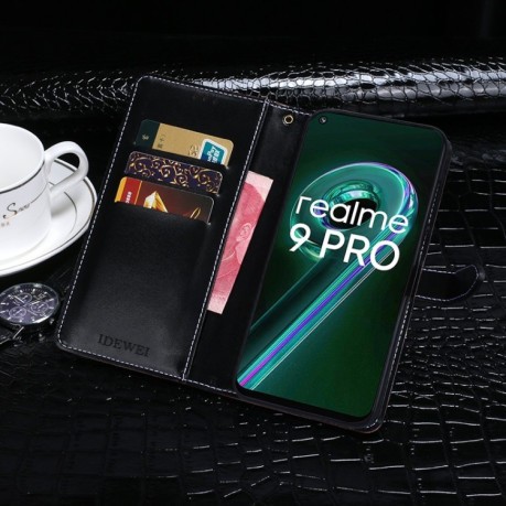Чехол-книжка idewei Crocodile Texture для Realme 9 Pro Plus - темно-синий