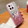 Протиударний чохол Plated Gradient Glitter Butterfly Holder для Xiaomi 14 - рожевий