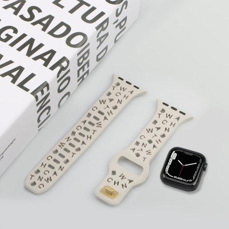 Ремінець English Letters для Apple Watch Series 8 / 7 41mm / 40mm / 38mm - сірий