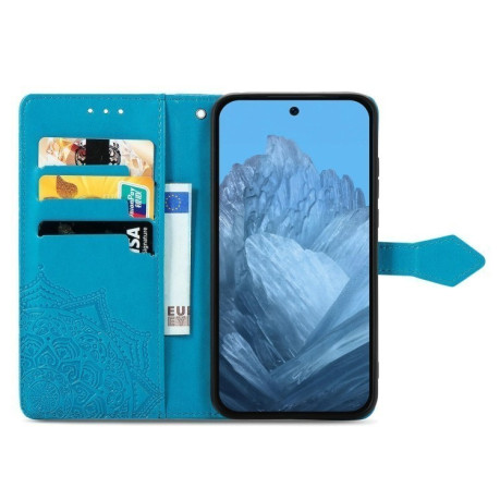 Чехол-книжка Mandala Embossing Pattern на Google Pixel 9 - синий