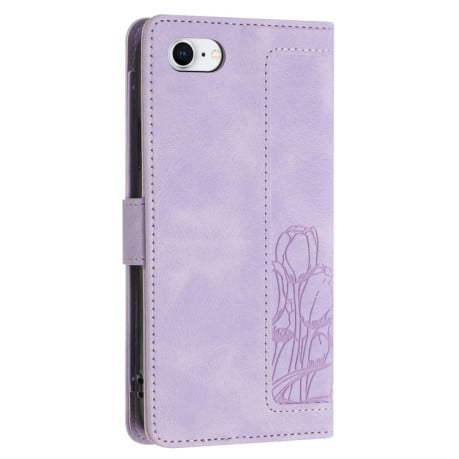 Чохол-книжка Tulips Embossed Leather для iPhone 16e - фіолетовий