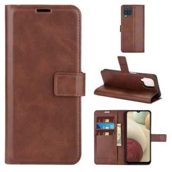 Чехол-книжка Retro Calf Pattern Buckle для Samsung Galaxy A12/M12 - коричневый