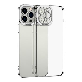Противоударный чехол Electroplating High для iPhone 15 Pro - серебристый