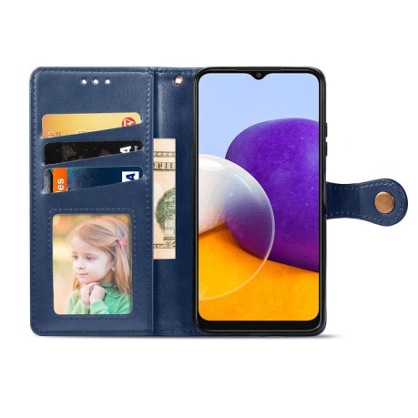 Чехол-книжка Retro Solid Color на Samsung Galaxy M32/A22 4G - синий